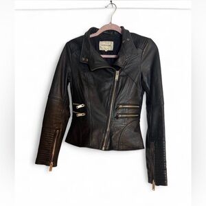 River Island Black Leather Asymmetric Moto Jacket